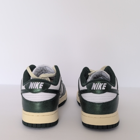 Nike Dunk Low Shiny Forest Green & White Sneakers - Picture 4 of 14